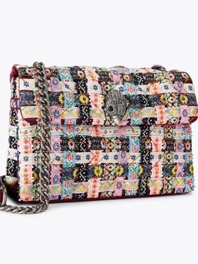 NWT Kurt Geiger Multicolor Woven Floral Chain Kensington Bag